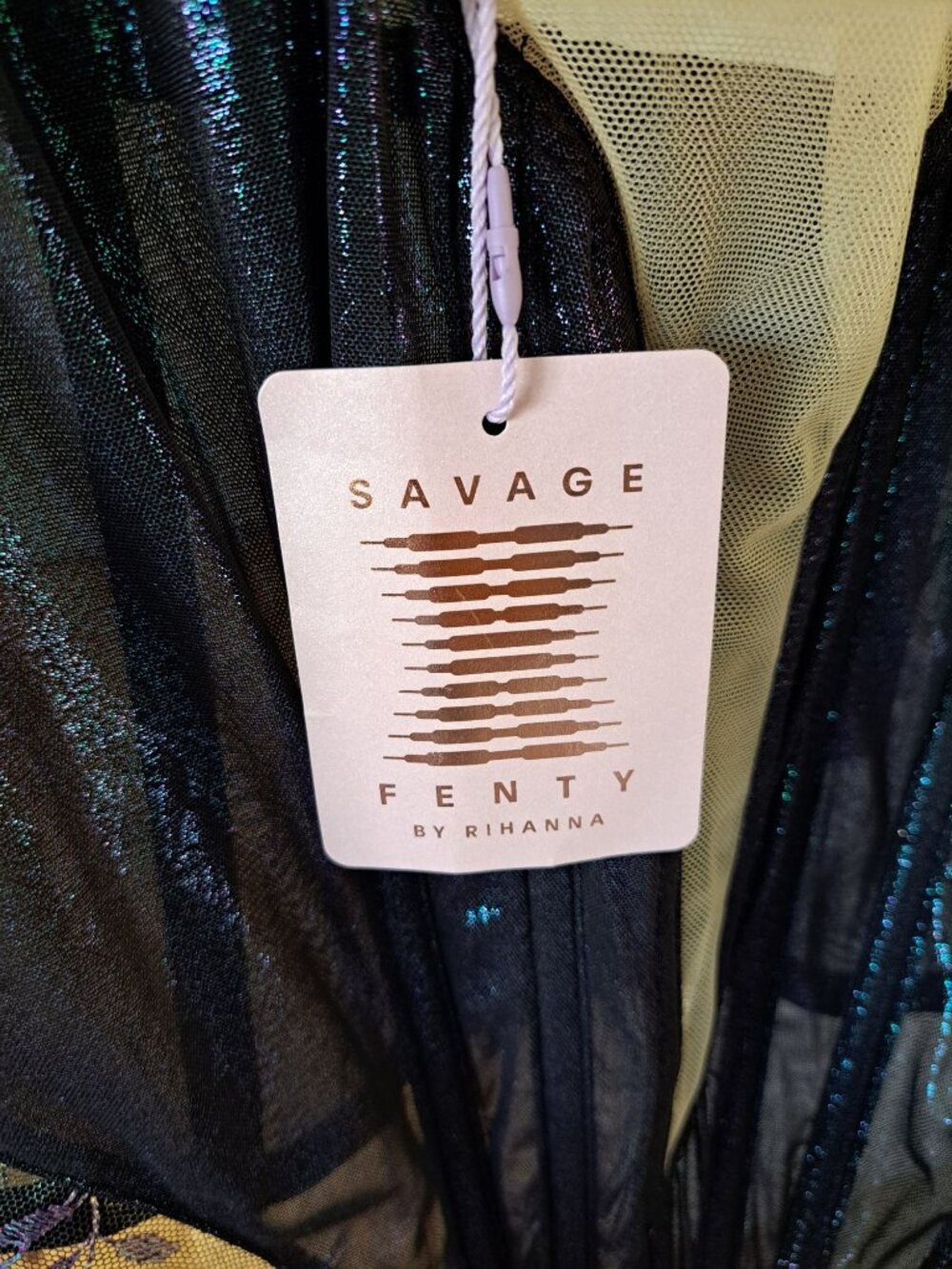 Savage X Fenty 2XL Iridescent Lace Bustier Adjustable Straps Sheer Hook New - Picture 3 of 11